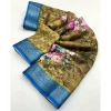 Generic Women's Cotton Blend Floral Printed Saree With Unstitched Blouse 5.5Mtr (Multicolor)