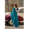 Generic Women's Faux Shimmer Geometric Ready to wear Saree With Unstitched Blouse 5.5Mtr (Teal) Generic Women's Faux Shimmer Geometric Ready to wear Saree With Unstitched Blouse 5.5Mtr (Teal)