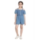 Generic Girl's Rayon Solid Sleeveless Jumpsuit (Blue)