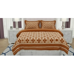 Generic Fleece Geometric Double Polar Warm Bedsheet with 2 Pillow Cover (Orange)