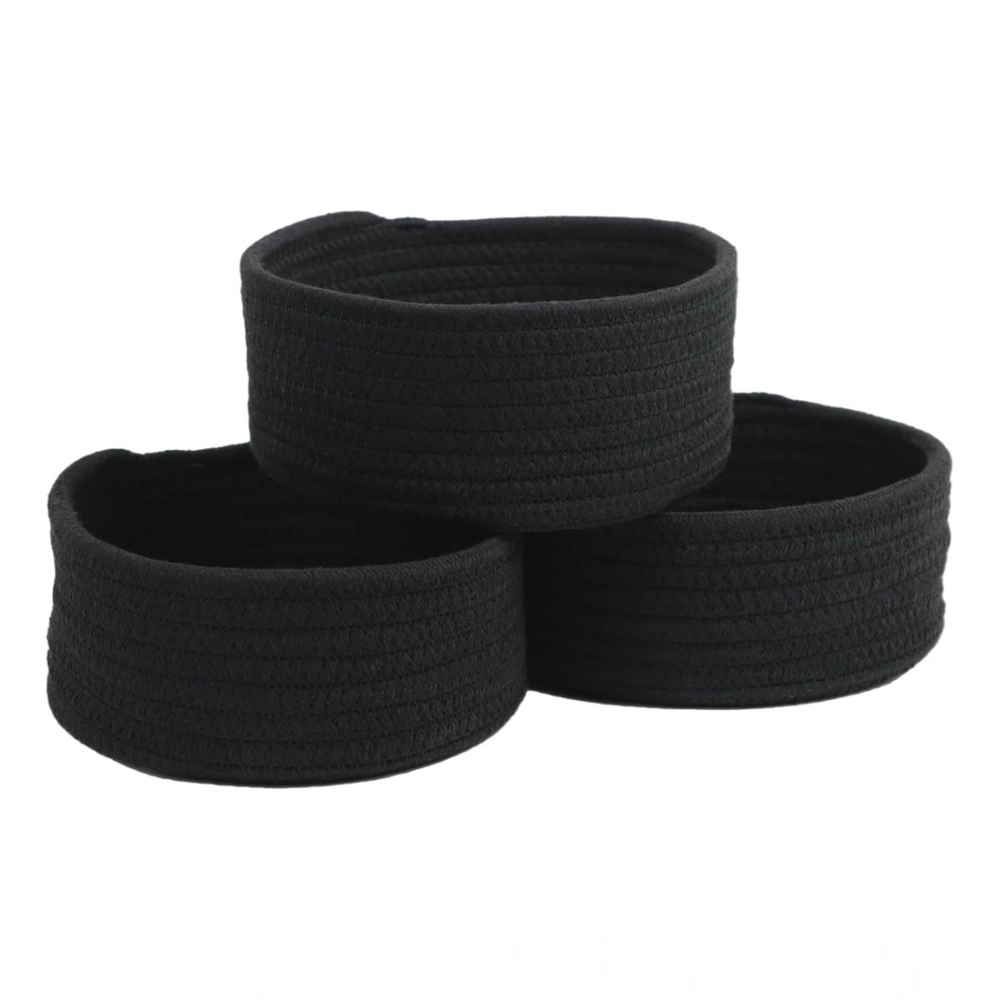 Generic Cotton 8x3 Inch Round 3 Set Bedside Organizer With Out Lid (Black) Generic Cotton 8x3 Inch Round 3 Set Bedside Organizer With Out Lid (Black)
