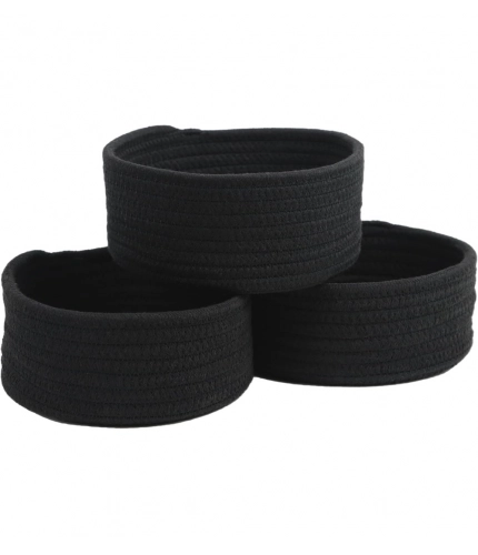 Generic Cotton 8x3 Inch Round 3 Set Bedside Organizer With Out Lid (Black) Generic Cotton 8x3 Inch Round 3 Set Bedside Organizer With Out Lid (Black)