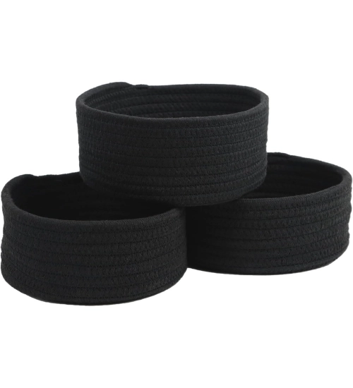 Generic Cotton 8x3 Inch Round 3 Set Bedside Organizer With Out Lid (Black) Generic Cotton 8x3 Inch Round 3 Set Bedside Organizer With Out Lid (Black)