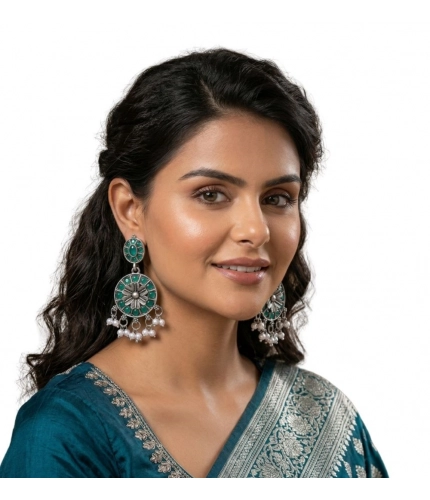 Generic Women's Zinc Alloy Gold Plated Chandbali Earrings (Multicolor)