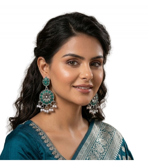 Generic Women's Zinc Alloy Gold Plated Chandbali Earrings (Multicolor) Generic Women's Zinc Alloy Gold Plated Chandbali Earrings (Multicolor)