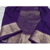 Generic Women's Crepe Chit Pallu Solid Saree With Unstitched Blouse 5.5Mtr (Purple)