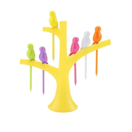 Generic Pack of 10_Bird Tree Fruit Fork Set Decorative Toothpick Holder (Color: Assorted )