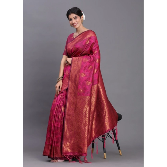 Generic Women's Silk Printed Saree With Unstitched Blouse 5.5Mtr (Magenta) Generic Women's Silk Printed Saree With Unstitched Blouse 5.5Mtr (Magenta)