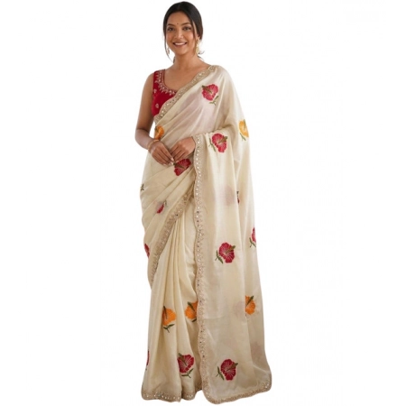 Generic Women's Georgette Embellished Saree With Unstitched Blouse 5.5Mtr (Beige) Generic Women's Georgette Embellished Saree With Unstitched Blouse 5.5Mtr (Beige)