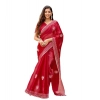 Generic Women's Faux Shimmer Floral Embroidery Ready to wear Saree With Unstitched Blouse 5.5Mtr (Red) Generic Women's Faux Shimmer Floral Embroidery Ready to wear Saree With Unstitched Blouse 5.5Mtr (Red)