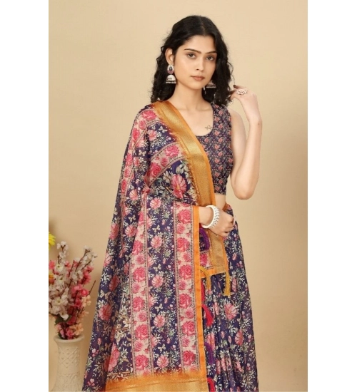 Generic Women's Cotton Silk Floral Printed Saree With Unstitched Blouse 5.5Mtr (Purple) Generic Women's Cotton Silk Floral Printed Saree With Unstitched Blouse 5.5Mtr (Purple)