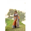 Generic Women's Faux_Tussar Geometric_Print Saree With Unstitched Blouse 5.5Mtr (Rust)