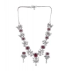 Generic Women's Brass Silver Plated Necklace set (Red)