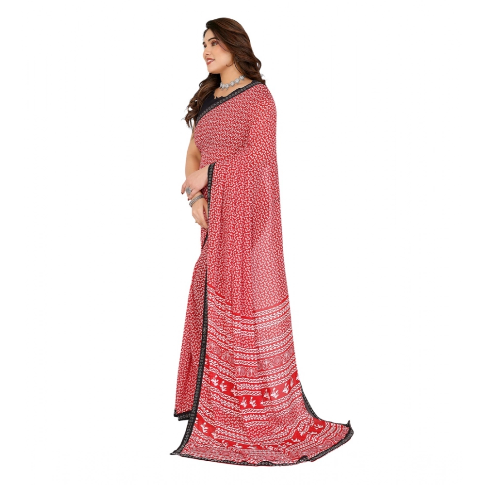 Generic Women's Georgette Printed Saree With Unstitched Blouse 5.5Mtr (Red) Generic Women's Georgette Printed Saree With Unstitched Blouse 5.5Mtr (Red)