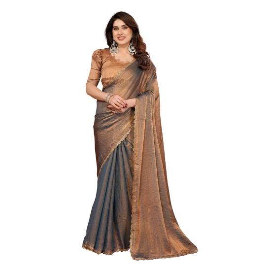Generic Women's Georgette Printed Saree With Unstitched Blouse 5.5Mtr (Brown)