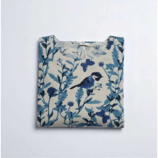 Generic Women's Cotton Printed Kurti (Blue)