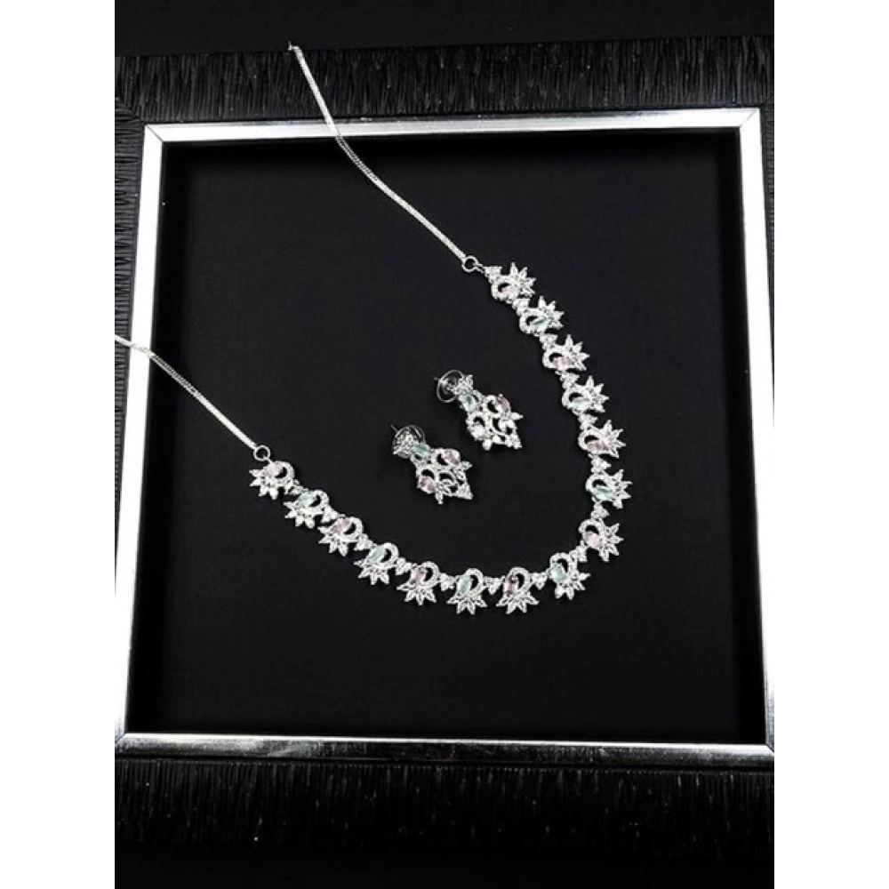 Generic Women's Brass Silver Plated Necklace set (Multicolor) Generic Women's Brass Silver Plated Necklace set (Multicolor)