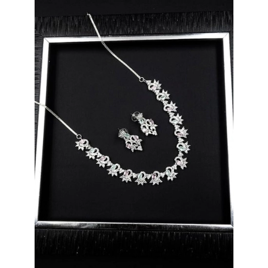 Generic Women's Brass Silver Plated Necklace set (Multicolor) Generic Women's Brass Silver Plated Necklace set (Multicolor)