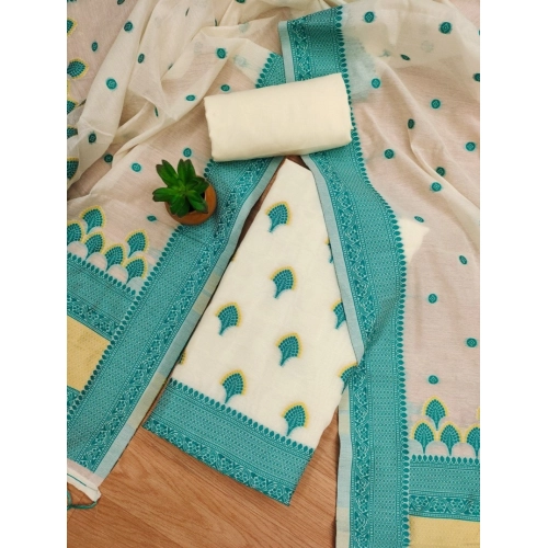 Women's Banarasi Silk Printed Unstitched Salwar Suit Material With Dupatta (Teal, 3Mtrs) Women's Banarasi Silk Printed Unstitched Salwar Suit Material With Dupatta (Teal, 3Mtrs)