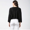 Generic Women's Polyester Pleated Balloon Sleeve Top (Black)