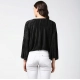 Generic Women's Polyester Pleated Balloon Sleeve Top (Black)
