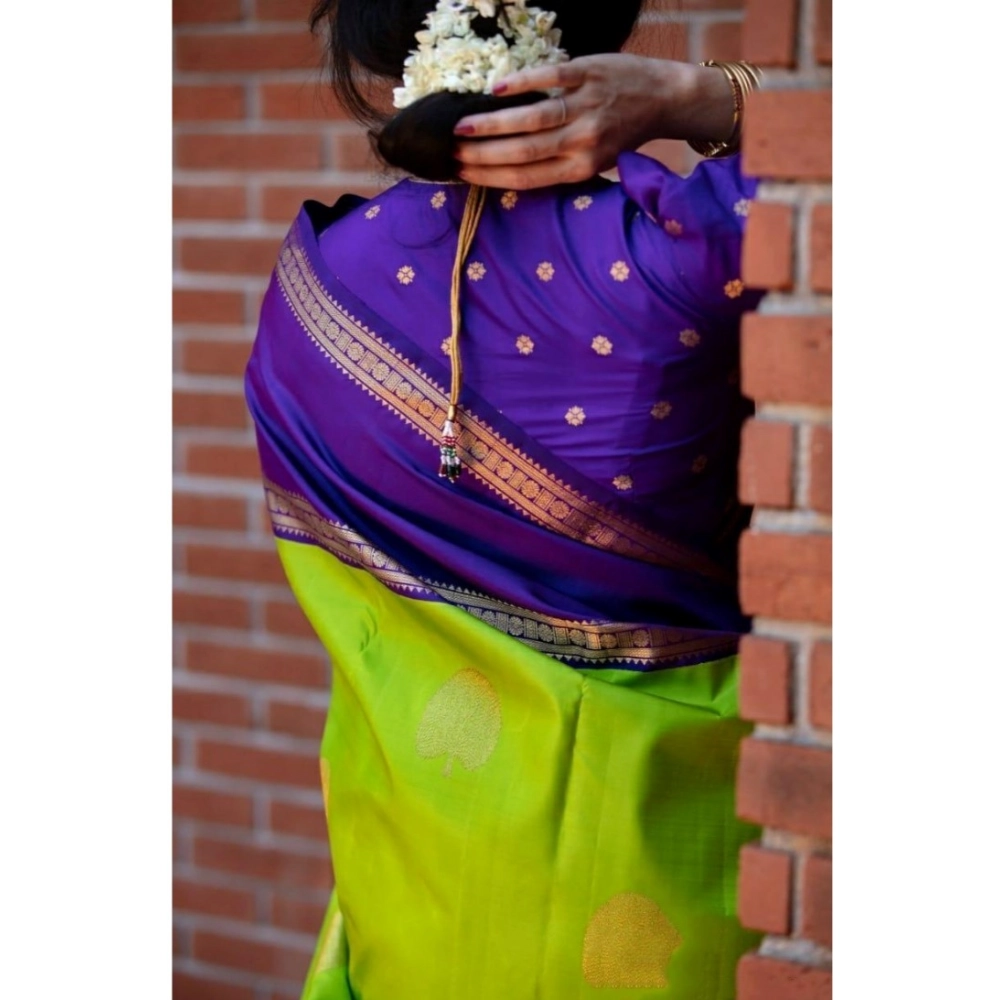 Generic Women's Soft Litchi Silk Jacquard Work Saree With Unstitched Blouse 5.5Mtr (Green) Generic Women's Soft Litchi Silk Jacquard Work Saree With Unstitched Blouse 5.5Mtr (Green)