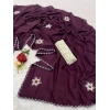 Generic Women's Chiffon Butti Dotted Saree With Unstitched Blouse 5.5Mtr (Wine)