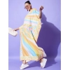 Generic Women's Satin Colour Blocking Kaftan Dress (Multicolor)