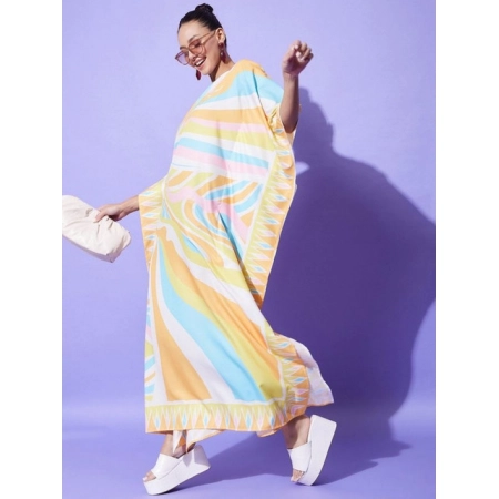 Generic Women's Satin Colour Blocking Kaftan Dress (Multicolor) Generic Women's Satin Colour Blocking Kaftan Dress (Multicolor)