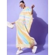 Generic Women's Satin Colour Blocking Kaftan Dress (Multicolor)