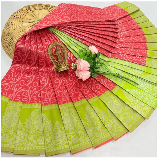 Generic Women's Soft Silk Printed Saree With Unstitched Blouse 5.5Mtr (Red) Generic Women's Soft Silk Printed Saree With Unstitched Blouse 5.5Mtr (Red)