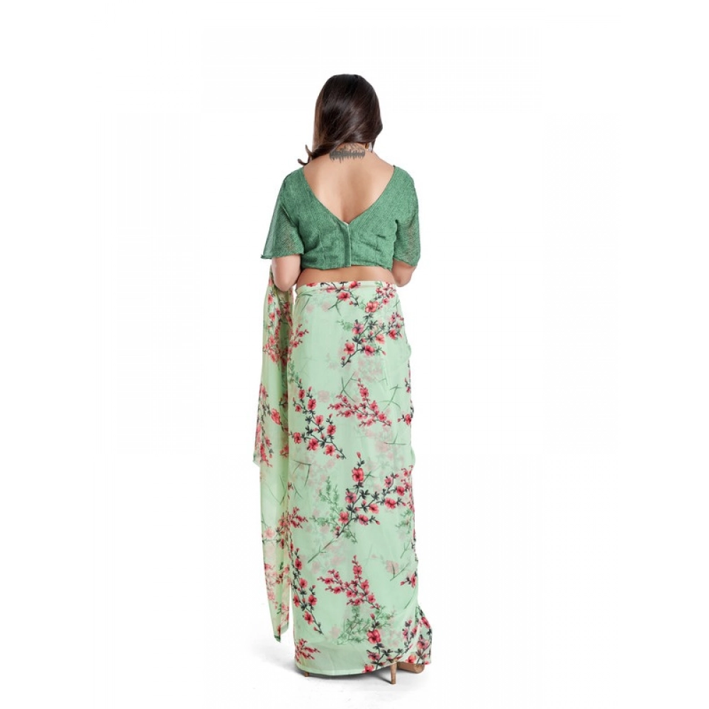 Generic Women's Georgette Printed Saree With Unstitched Blouse 5.5Mtr (Light Green) Generic Women's Georgette Printed Saree With Unstitched Blouse 5.5Mtr (Light Green)