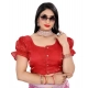 Generic Women's Jimmy Solid Designer Neck Elastic Sleeve Readymade Blouse (Red 38 , Alterable up to 42)-PID65834