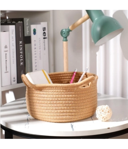 Generic Cotton Pack Of_1 Cat Basket 8x4 Inch Storage Basket For Clothes (Beige)