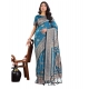 Generic Women's Silk Printed Saree With Unstitched Blouse 5.5Mtr (Teal)