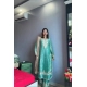 Generic Women's Silk Embroidered 3/4th Sleeve Round Readymade Kurti With Palazzo Pant and Dupatta Set (Sea Green)