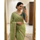 Generic Women's Star Georgette Embroidered Saree With Unstitched Blouse 5.5Mtr (Green)