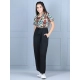 Generic Girl's Polyester Printed Short Sleeves Jumpsuit (Multicolor-Black) Generic Girl's Polyester Printed Short Sleeves Jumpsuit (Multicolor-Black)