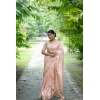 Generic Women's Faux_Banarasi Lining Pattern Saree With Unstitched Blouse 5.5Mtr (Peach)