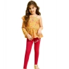 Generic Girl's Polyester Floral One Shoulder Jeggings Set (Yellow-Red) Generic Girl's Polyester Floral One Shoulder Jeggings Set (Yellow-Red)