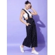 Generic Women's Rayon Pinafore Shoulder Straps Jumpsuit (Black)
