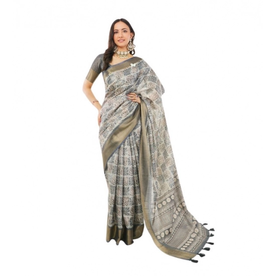 Generic Women's Polyester Printed Saree With Unstitched Blouse 5.5 Mtr (Grey) Generic Women's Polyester Printed Saree With Unstitched Blouse 5.5 Mtr (Grey)