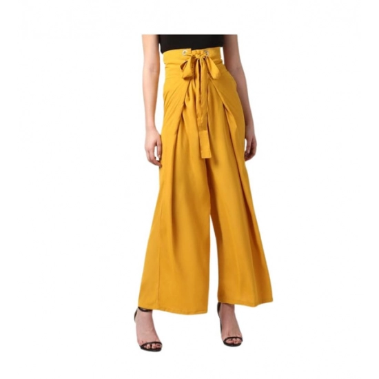 Generic Women's Polyester Solid Smocked Trousers (Yellow) Generic Women's Polyester Solid Smocked Trousers (Yellow)