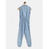 Generic Girl's Denim Embellished Sleeveless Jumpsuit (Blue) Generic Girl's Denim Embellished Sleeveless Jumpsuit (Blue)