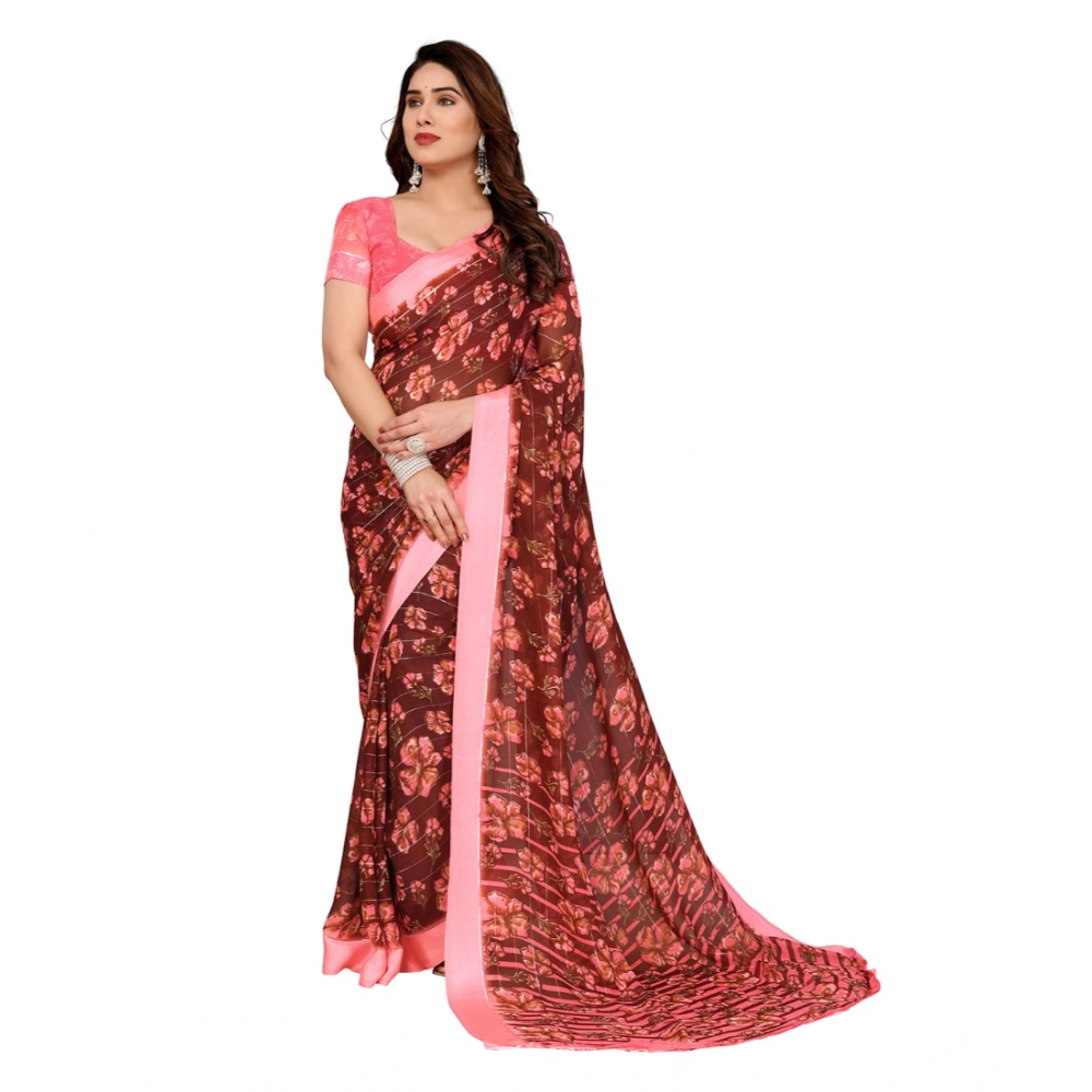 Generic Women's Georgette Printed Saree With Unstitched Blouse 5.5Mtr (Maroon) Generic Women's Georgette Printed Saree With Unstitched Blouse 5.5Mtr (Maroon)