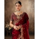 Generic Women's Silk Embroidered Saree With Unstitched Blouse 5.5Mtr (Maroon)