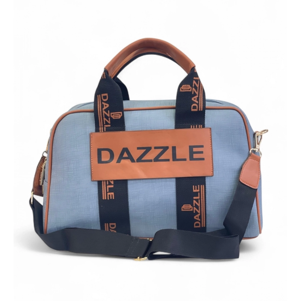 Generic Women's Polyurethane Textured Duffle Bag with Adjustable & Removable Strap (Blue)