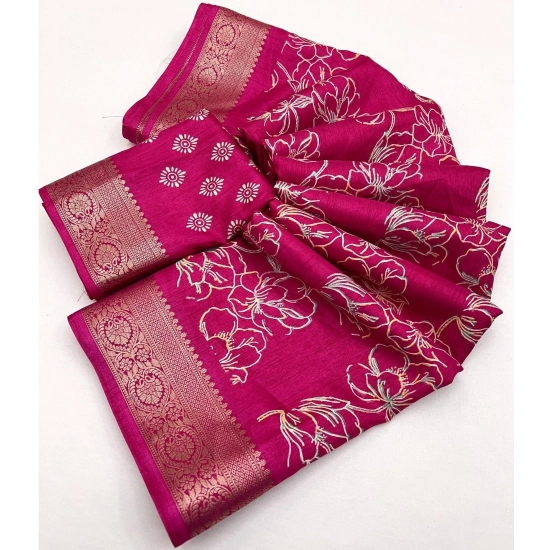 Generic Women's Cotton Silk Floral Printed Saree With Unstitched Blouse 5.5Mtr (Pink) Generic Women's Cotton Silk Floral Printed Saree With Unstitched Blouse 5.5Mtr (Pink)