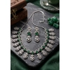 Generic Women's Brass Silver Plated Necklace set (Green)