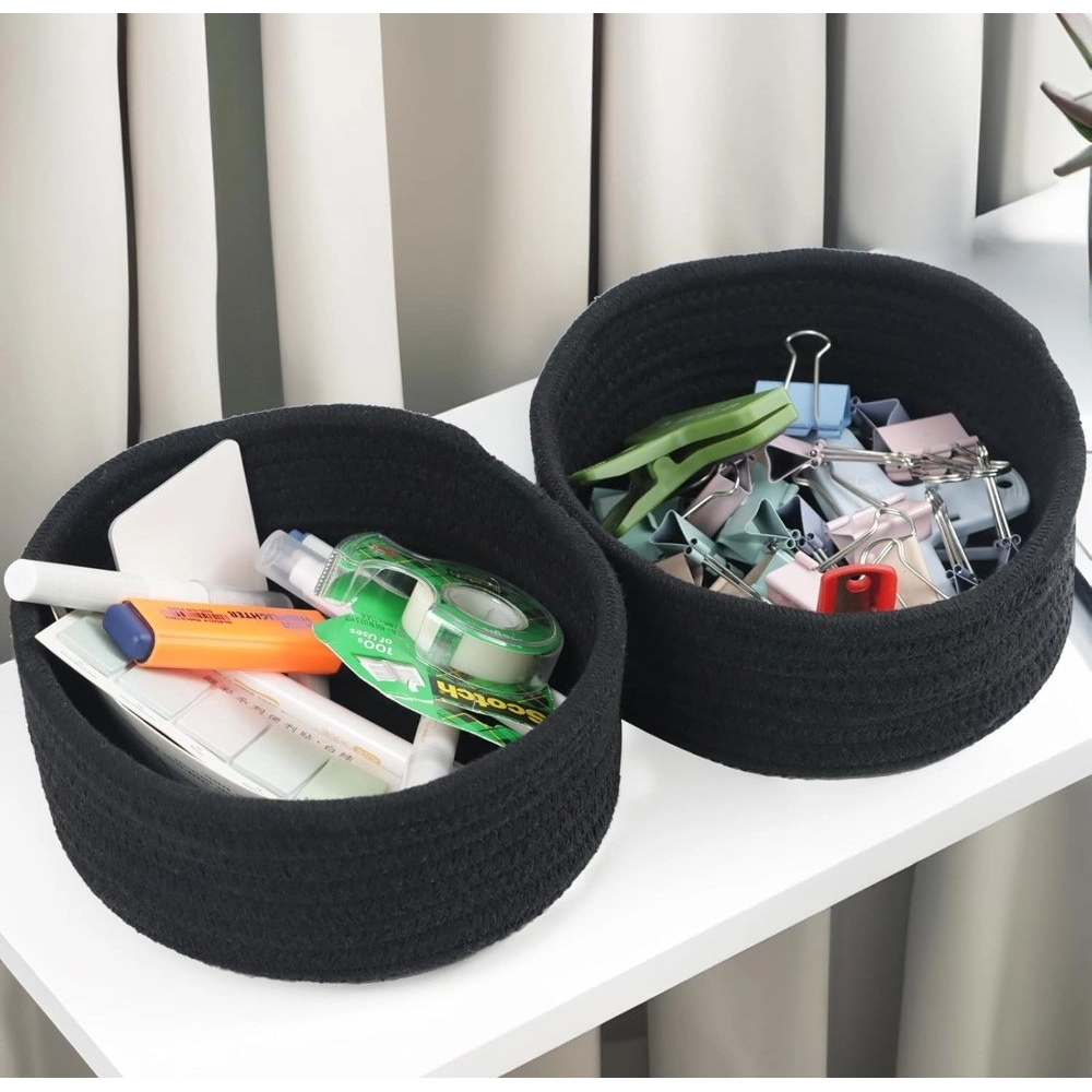Generic Cotton 8x3 Inch Round 3 Set Bedside Organizer With Out Lid (Black) Generic Cotton 8x3 Inch Round 3 Set Bedside Organizer With Out Lid (Black)